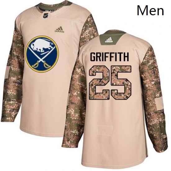 Mens Adidas Buffalo Sabres 25 Seth Griffith Authentic Camo Veterans Day Practice NHL Jersey